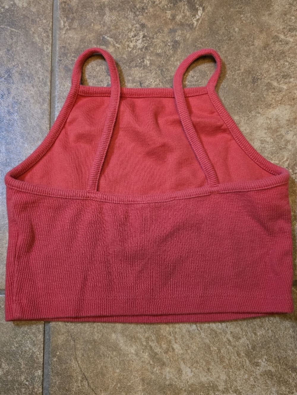 Red Rib Cropped High Neck - Picture 2 of 2